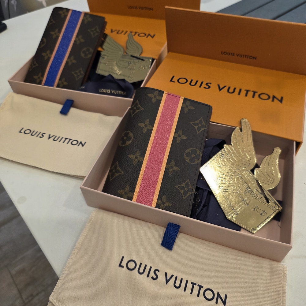 Louis Vuitton Monogram Passport Covers (Custom Magenta Stripe & Blue Stripe)